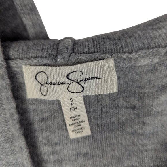 Jessica Simpson Grey Sweater, Scoop Neck with Side Tie Hooded - SZ S - Picture 4 of 4